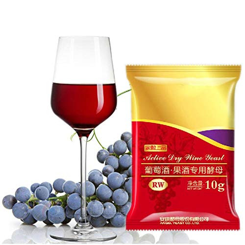 Dry Wine Yeast 10g for 50kg Red Wine Grape Alcohol Active Dry Yeast Perfect Partner Supplies Home DIY Brewing Fermentation Saccharomyces Cerevisiae Yeast for Wine Making