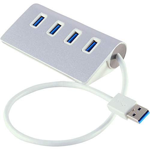 CALIDAKA Powered USB Hub USB 3.0 Hub with 4 USB 3.0 Data Ports 4-Port Power Adapter with 1 USB Cable -Not Removable- Portable Data Hub for Notebook PC USB Flash Drives Mobile HDD