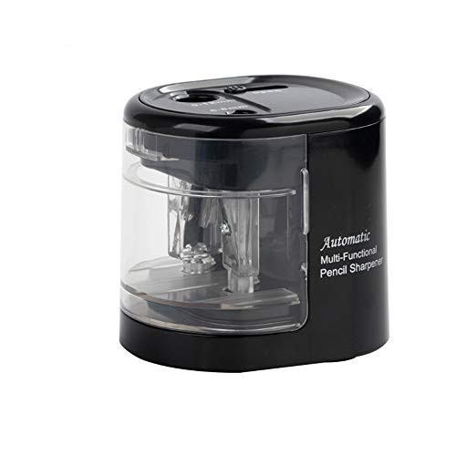 XYAM Double Hole Electric Pencil Sharpener Fast Sharpen Automatic Pencil Sharpener USB/Battery Poweredin School Classroom/Office/Home-Black-