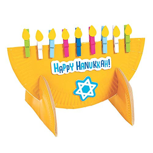 Paper Plate Menorah Craft Kit - Makes 6 - Hanukkah Crafts for Kids and Fun Home Activities