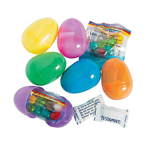 Fun Express - Religious Candy Filled Bright Eggs -2dz- for Easter - Party Supplies - Pre - Filled Party Favors - Pre - Filled Plastic Containers - Easter - 24 Pieces