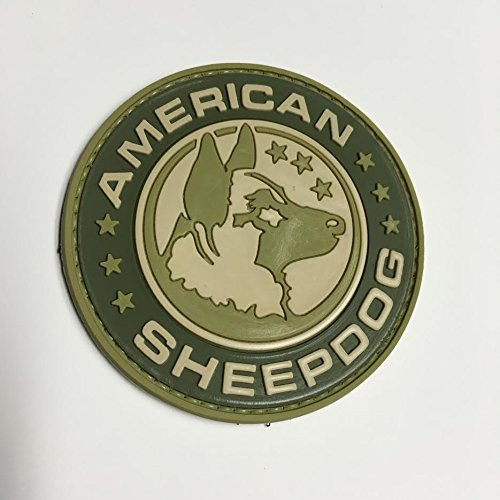 American Sheepdog Logo PVC Morale Patch - TAN/Green