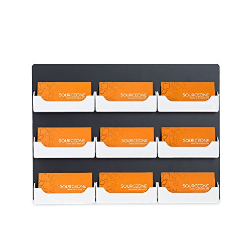 Source One 9 Pocket Wall Mount Business Card Display (Black & White)