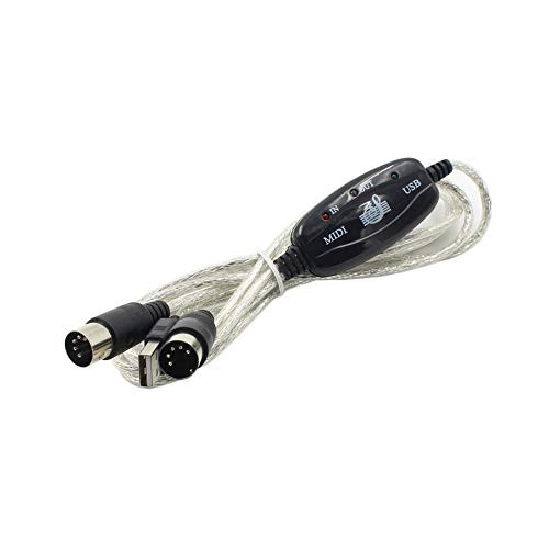 MARSPOWER 2M Keyboard to PC USB MIDI Cable Converter PC to Music Keyboard Cord USB in-Out MIDI Interface Black