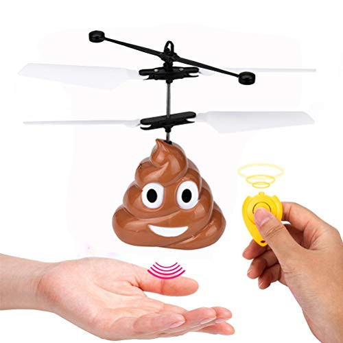 Gecboey Hand Flying Poop RC Aircraft Mini Induction Suspension Remote Control Flying Drone Brown 1
