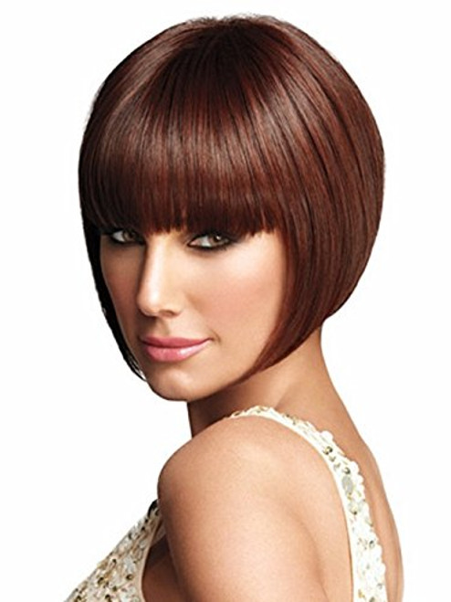 YIMANEILI Short Brown Bob Wigs for White Women with Bangs Natural Looking Synthetic Hair Wigs YM063