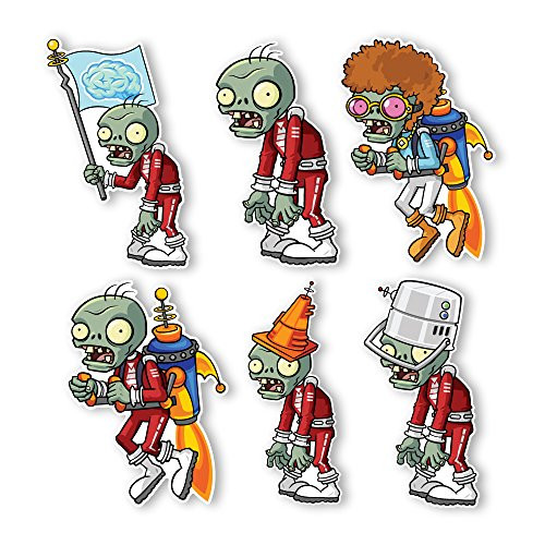 Plants vs. Zombies 2 Wall Decals Special Far Future Zombie Set I -Six Zombies 6 inches Longest Side-