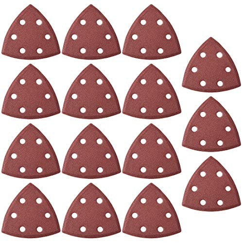 uxcell Detail Sander Sandpaper Triangular Sanding Paper Hook and Loop Sanding Pads Triangle Oscillating Multi Tool 120 Grits 6 Holes 15pcs