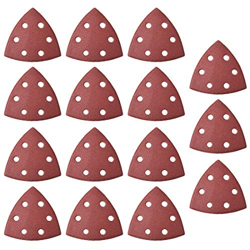 uxcell Detail Sander Sandpaper Triangular Sanding Paper Hook and Loop Sanding Pads Triangle Oscillating Multi Tool 180 Grits 6 Holes 15pcs
