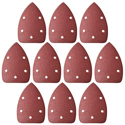 uxcell Detail Sander Sandpaper Triangular Sanding Paper Hook and Loop Sanding Pads Triangle Oscillating Multi Tool 80 Grits 5 Holes 10pcs