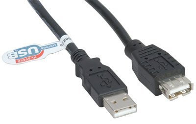 USB 2.0 Type A-Male to A-Female Cable 10 ft Black