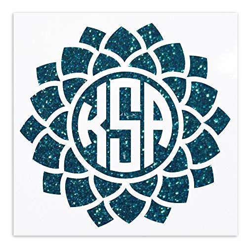 Glitter Monogram Decal - Flower with Circle Monogram Initials for Yeti Tumblers Planners Macbooks Laptops Etc. Glitter Monogram Decal - Flower with Circle Monogram Initials for Yeti Tumblers Planners Macbooks Laptops Etc.