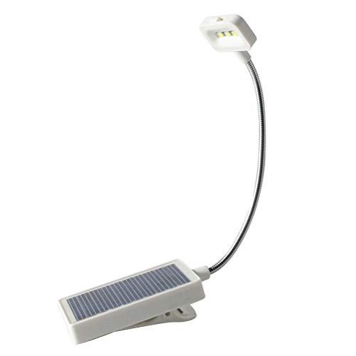 SOLUSTRE Bedside Table Lamp Solar Energy and USB Recharging Reading Light with Battery Eye-Care Book Light Flexible Clip Reading Lamp in Bed and Portable Travel Reading Light -White-