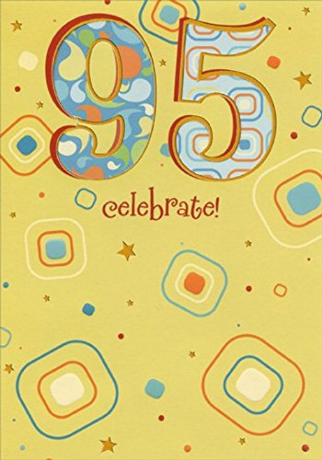 Die Cut 95 with Silver Foil Trim on Yellow 95th - Designer Greetings Birthday Card Die Cut 95 with Silver Foil Trim on Yellow 95th - Designer Greetings Birthday Card
