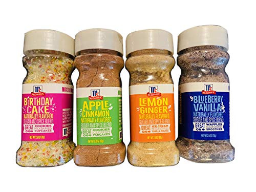MCcormick Sugar And Spice Blend Set 4 Flavors Birthday Cake Apple Cinnamon Lemon Ginger And Blueberry Vanilla Delicious Spice Blends For Bake Goods Desserts Milkshakes And More