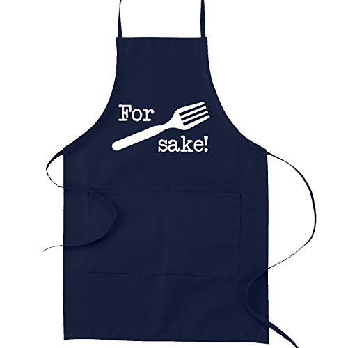 For Fork's Sake Pun Funny Parody Cooking Baking Kitchen Apron - Navy Blue