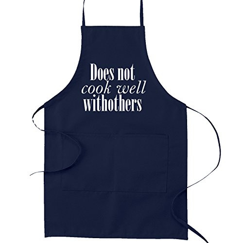 Does Not Cook Well With Others Funny Parody Cooking Baking Kitchen Apron - Navy Blue