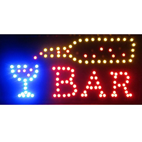 Boshen Led Advertising Signs Decor for Business Mart Shop Store Bar Cafe Now Open Sign Display On/Off Switch  Plus Chain -19 inch Lx 10 inchW-Square inchBar inch--