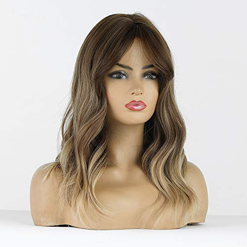 HAIRCUBE Dark Brown Wigs with Bangs Long Wavy Wigs for Women Heat Friendly Synthetic Wigs HAIRCUBE Dark Brown Wigs with Bangs Long Wavy Wigs for Women Heat Friendly Synthetic Wigs