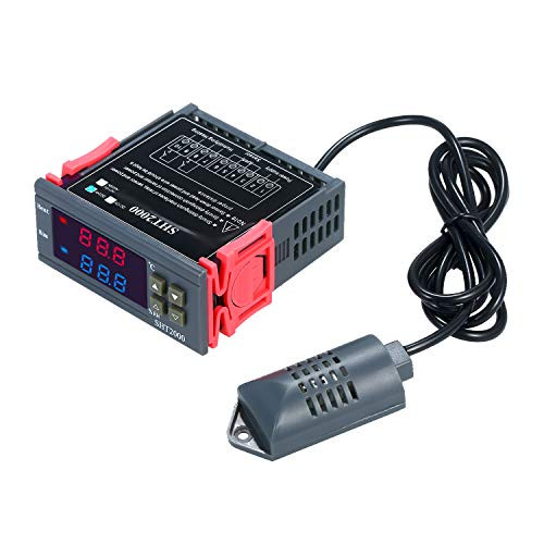 DC 24V 10A Digital Temperature  and  Humidity Controller Kecheer Dual Display Thermoregulator Thermostat Humidistat Therometer Hygrometer with Integrated Sensor Probe Relay Output