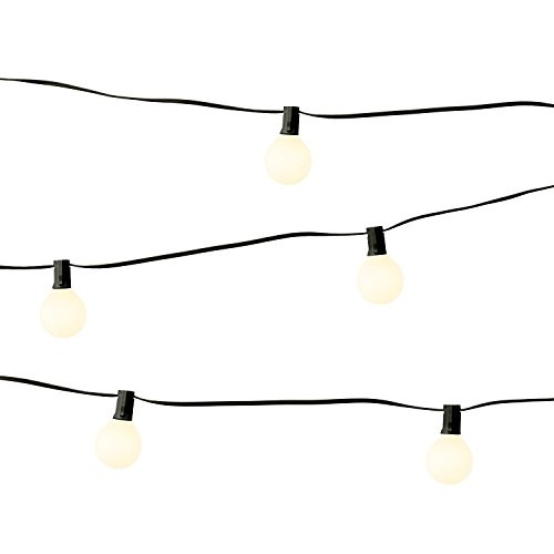 LampLust Globe String Lights - Outdoor Indoor, Mini G9 White Bulbs, 28 Ft. Black Wire, Commercial Grade, Connectable, Plugin - UL Listed