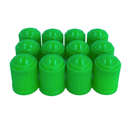 KEX Pack of 12 Green Valve Stem Caps with Inner Seals for Nitrogen Filled Tires