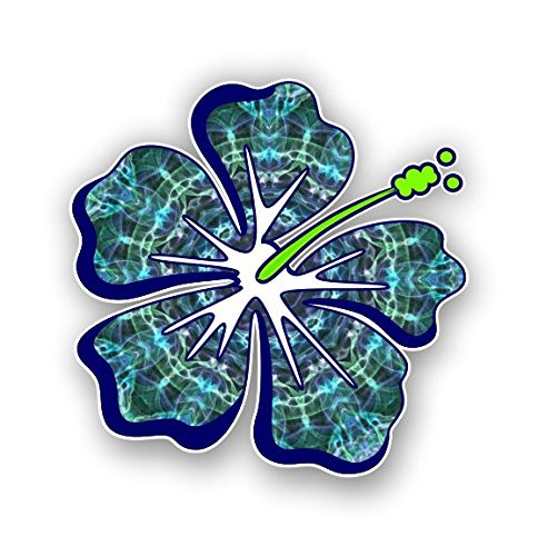 Hibiscus Flower Hawaiian Car Truck Window Laptop Vinyl Decal Sticker -Blue Green-