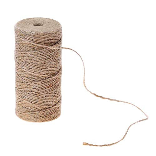 Natural Jute Twine Whitelotous Brown Crafting Twine String for Craft Projects Gift Wrapping Packing Gardening and Wedding Decoration -262 Feet-