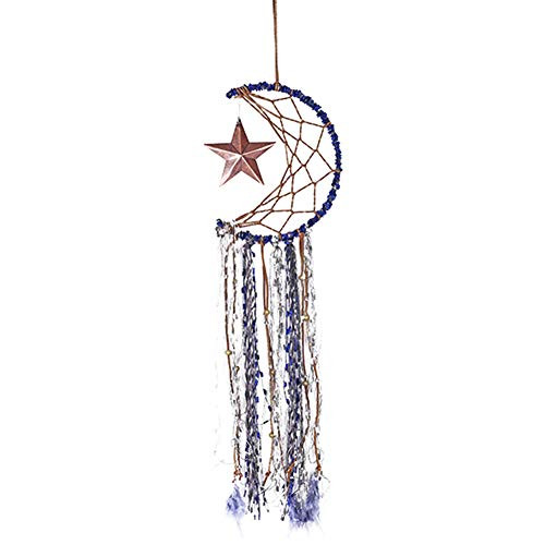 CNSELLER Dream Catcher Half Circle Moon Design Handmade Dream Catchers Blue Feather Moon Star Dream Catcher for Wall Hanging Home Decoration