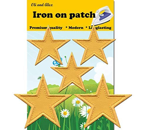 Iron On Patches - Yellow Star Patch 5 pcs Iron On Patch Embroidered Applique A-173