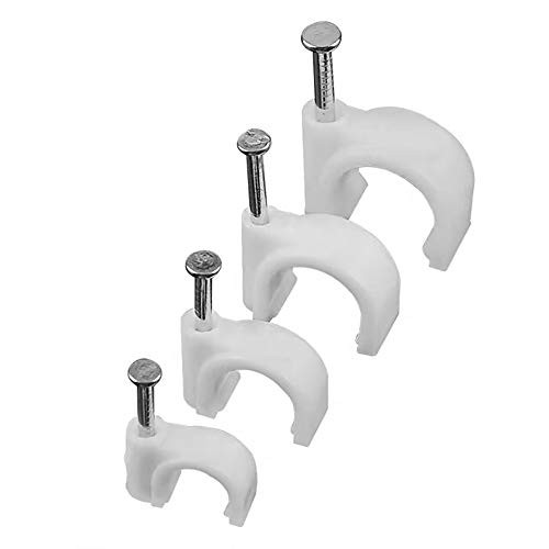 Circle Cable Clips Nails 4mm 6mm 8mm 10mm White Cable Staples Wire Clips for Coax RG6 RG59 CAT5