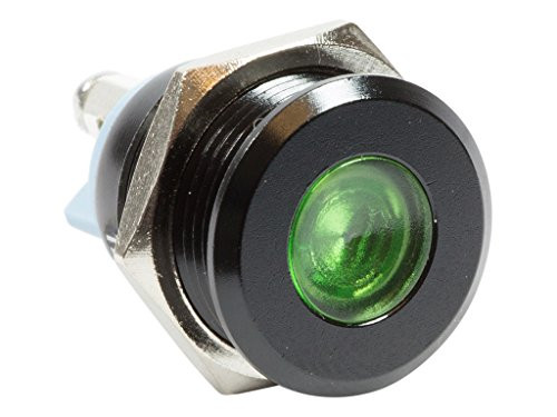 Alpinetech Black 16mm 5/8 inch 12V LED Metal Indicator Pilot Custom Dash Light Lamp -Green-