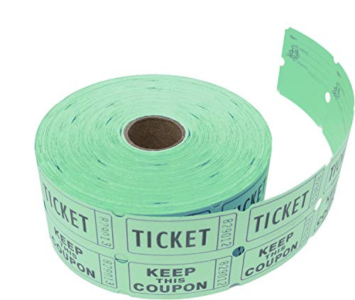 Tacticai 1000 Green Raffle Tickets -8 Colors Available- for Events Entry Class Reward Fundraiser  and  Prizes -Double Roll - 2 inch x 2 inch Tickets - Keep- - Made in USA
