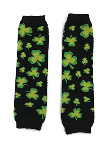 KWC - Black  and  Yellow Shamrock Clover Baby Leg Warmer -St Patricks Day-
