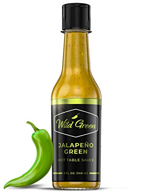 Wild Greens Jalapeno Hot Sauce - All Natural Sugar Free Low Sodium Hot Sauce - Hints of Habanero Chili and Garlic - Great Sauces For Hot Wings Pizza Fries Veggies - Green Spicy Sauce -5 FL OZ- Wild Greens Jalapeno Hot Sauce - All Natural Sugar Free Low Sodium Hot Sauce - Hints of Habanero Chili and Garlic - Great Sauces For Hot Wings Pizza Fries Veggies - Green Spicy Sauce -5 FL OZ-