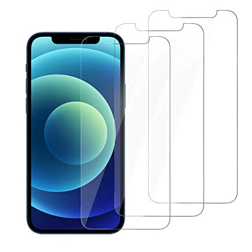 Hamnor -3 Pack-Screen Protector Compatible for iPhone 12 and iPhone 12 Pro -6.1 inch-9H Hardness Tempered Glass Screen Protector -Anti-fingerprint- -Anti-Scratch--Bubble Free-Case Friendly