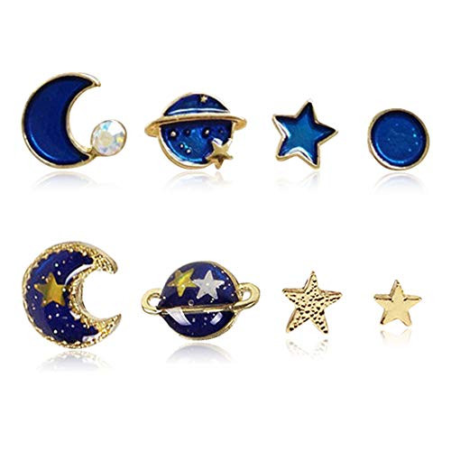 D.Rosse 4 Pairs Enamel Moon Star Earth Planet Drop Hook Earrings Set Long Pendant Dangle Jewelry for Woman Girls -6 - Blue Planet Moon Stud- D.Rosse 4 Pairs Enamel Moon Star Earth Planet Drop Hook Earrings Set Long Pendant Dangle Jewelry for Woman Girls -6 - Blue Planet Moon Stud-