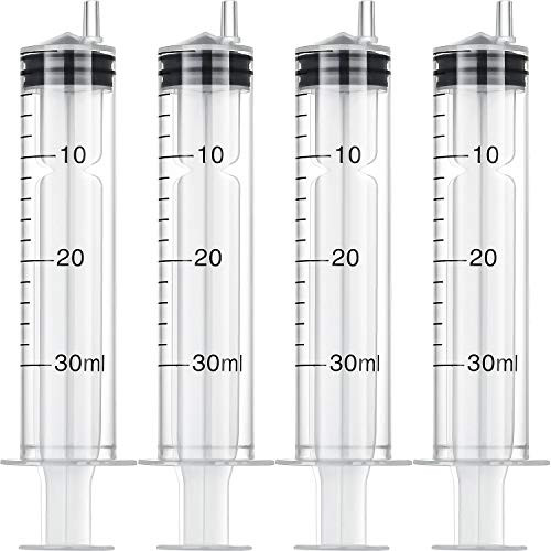 Frienda 4 Pack Large Plastic Syringe for Scientific Labs and Dispensing Multiple Uses Measuring Syringe Tools -30 ml-