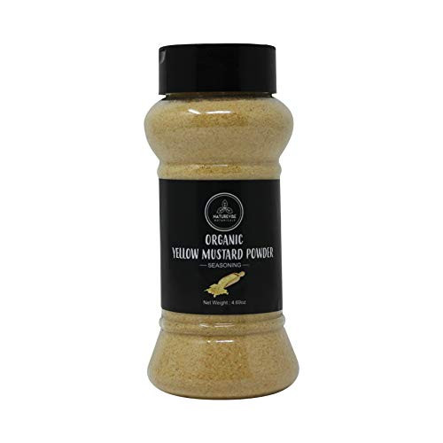 Naturevibe Botanicals Organic Yellow Mustard Seed Powder 4.69 ounces - 100 percent Pure Natural  and  USDA Organic Certified - Adds Flavor
