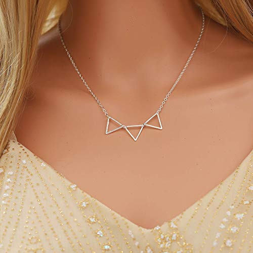Fstrend Gypsy Lucky Necklace Dainty Charms Triangle Symbol Pendant Necklaces Jewelry for Women and Girls -Silver- Fstrend Gypsy Lucky Necklace Dainty Charms Triangle Symbol Pendant Necklaces Jewelry for Women and Girls -Silver-