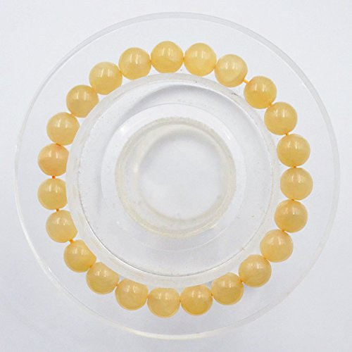 AD Beads Natural Gemstone Round Beads Stretch Bracelet Healing Reiki 8mm -Yellow Jade-