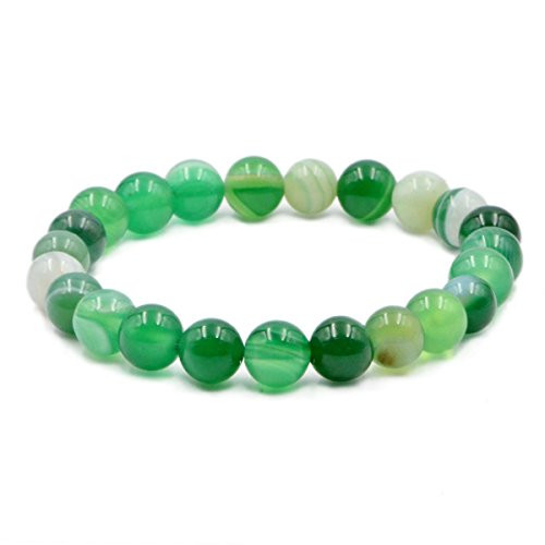 AD Beads Natural Gemstone Round Beads Stretch Bracelet Healing Reiki 8mm -Green Banded Agate-