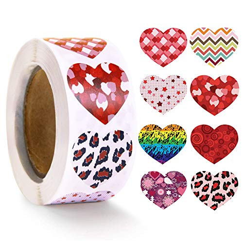 Valentines Day Stickers - 500pcs Happy Valentines Day Stickers Love Heart Shape 8 Design Colorful Cute Valentine Decoration Self Adhesive Label