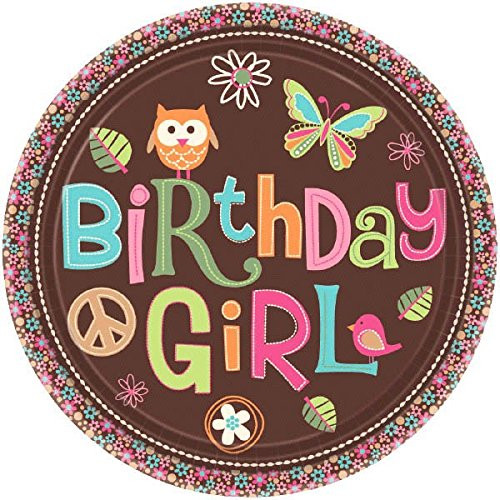 amscan Hippie Chick Birthday Party Dessert Paper Plates Disposable Tableware -8 Pack- 6.2 inch x 6.2 inch Multicolor
