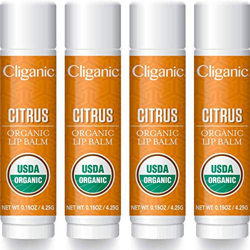 Cliganic Organic Lip Balm - Citrus -Pack of 4-