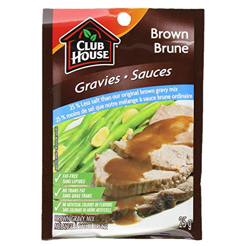 Club House Brown 25 percent Less Salt Gravy Mix 25g/1oz Imported from Canada-