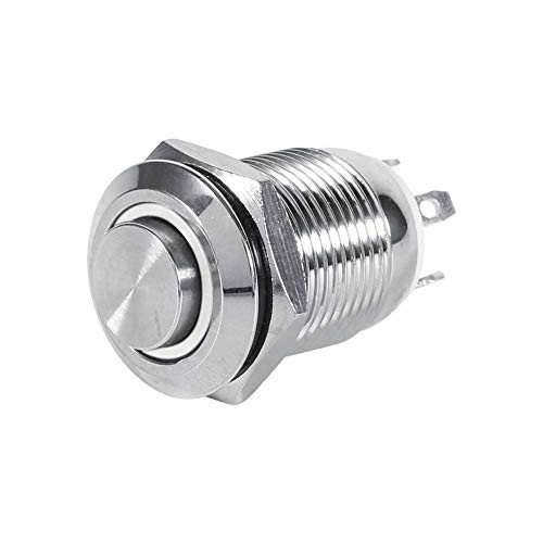 LED Momentary Switch 12mm Circle LED Waterproof Metal Momentary Push Button Switch High Flush 4 Pin 1NO-White-