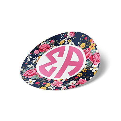 Sigma Alpha Circle Floral Monogram Sticker 3 Inch Tall Sorority Decal Greek for Window Laptop Computer Car