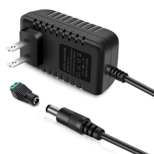 12V LED Strip Power Supply 1A 12W AC Adapter 100-240V AC to 12V DC Transformer Wall Plug Power Adapter with 5.5/2.1 DC Female Barrel Connector for LED Strip Lights