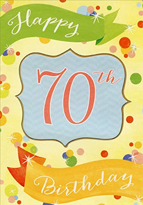 Designer Greetings 70th Inside Die Cut Window on Light Yellow Background Age 70 / 70th Birthday Card Designer Greetings 70th Inside Die Cut Window on Light Yellow Background Age 70 / 70th Birthday Card
